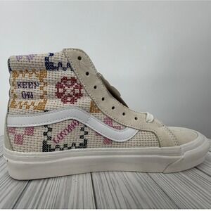 Vans Sk8-Hi 38 Dx Stitched Together Classic Cream Multi Embroidered Sneaker 10W